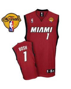 Heat Finals Patch #1 Chris Bosh Red Stitched NBA Jersey