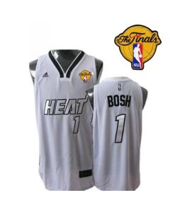Heat Finals Patch #1 Chris Bosh White Silver No. Stitched NBA Jersey