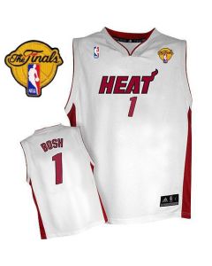 Heat Finals Patch #1 Chris Bosh White Stitched NBA Jersey