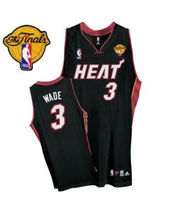 Heat Finals Patch #3 Dwyane Wade Black Stitched NBA Jersey