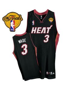 Heat Finals Patch #3 Dwyane Wade Black Stitched Youth NBA Jersey