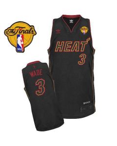 Heat Finals Patch #3 Dwyane Wade Carbon Fiber Fashion Black Stitched NBA Jersey