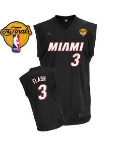 Heat Finals Patch #3 Dwyane Wade Flash Fashion Black Stitched NBA Jersey