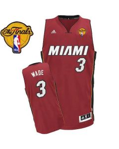 Heat Finals Patch #3 Dwyane Wade Revolution 30 Red Stitched NBA Jersey
