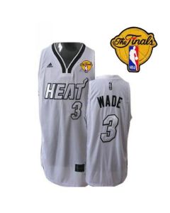 Heat Finals Patch #3 Dwyane Wade Silver No. White Stitched NBA Jersey