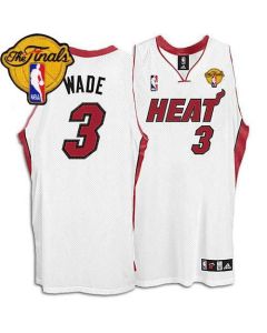 Heat Finals Patch #3 Dwyane Wade White Stitched NBA Jersey