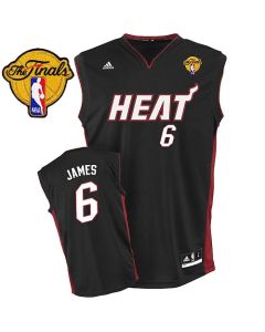 Heat Finals Patch #6 LeBron James Black Stitched Youth NBA Jersey