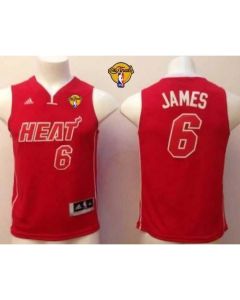 Heat Finals Patch #6 LeBron James Red Pride Swingman Stitched Youth NBA Jersey