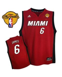 Heat Finals Patch #6 LeBron James Red Stitched NBA Jersey