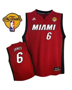 Heat Finals Patch #6 LeBron James Red Stitched Youth NBA Jersey