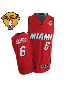 Heat Finals Patch #6 LeBron James Revolution 30 Red Stitched NBA Jersey