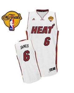 Heat Finals Patch #6 LeBron James Revolution 30 White Stitched NBA Jersey