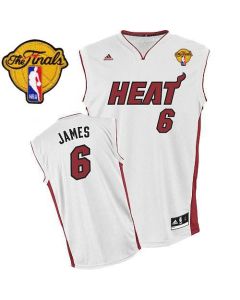 Heat Finals Patch #6 LeBron James White Stitched NBA Jersey