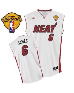 Heat Finals Patch #6 LeBron James White Stitched Youth NBA Jersey