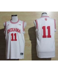 Hoosiers #11 Isiah Thomas White Big 10 Patch Basketball Stitched NCAA Jersey