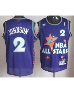 Hornets #2 Larry Johnson Purple 1995 All Star Throwback Stitched NBA Jersey