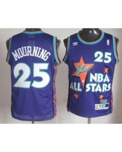 Hornets #25 Alonzo Mourning Purple 1995 All Star Throwback Stitched NBA Jersey