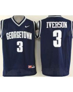 Hoyas #3 Allen Iverson Navy Blue Basketball Stitched NCAA Jersey