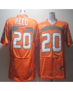 Hurricanes #20 Ed Reed Orange Stitched NCAA Jerseys