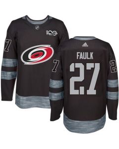 Hurricanes #27 Justin Faulk Black 1917-2017 100th Anniversary Stitched NHL Jersey