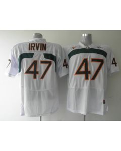 Hurricanes #47 Michael Irvin White Stitched NCAA Jerseys