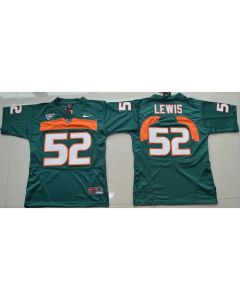 Hurricanes #52 Ray Lewis Green Stitched Youth NCAA Jersey