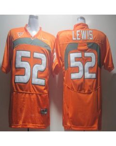 Hurricanes #52 Ray Lewis Orange Stitched NCAA Jerseys