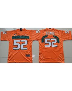 Hurricanes #52 Ray Lewis Orange Stitched Youth NCAA Jersey