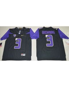 Huskies #3 Jake Browning Black Limited Stitched NCAA Jersey