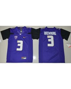 Huskies #3 Jake Browning Purple Limited Stitched Youth NCAA Jersey