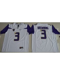 Huskies #3 Jake Browning White Limited Stitched NCAA Jersey