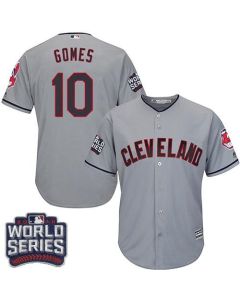 indians #10 Yan Gomes Grey Road 2016 World Series Bound Stitched Youth MLB Jersey