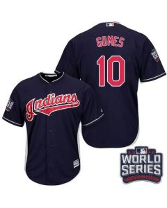 indians #10 Yan Gomes Navy Blue Alternate 2016 World Series Bound Stitched Youth MLB Jersey