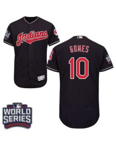 indians #10 Yan Gomes Navy Blue Flexbase Authentic Collection 2016 World Series Bound Stitched MLB Jersey