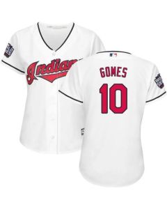 indians #10 Yan Gomes White 2016 World Series Bound Women's Home Stitched MLB Jersey