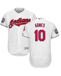 indians #10 Yan Gomes White Flexbase Authentic Collection 2016 World Series Bound Stitched MLB Jersey