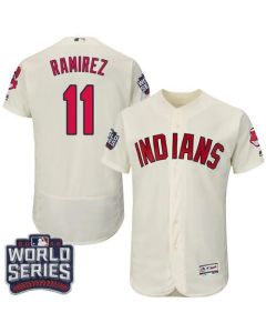 indians #11 Jose Ramirez Cream Flexbase Authentic Collection 2016 World Series Bound Stitched MLB Jersey