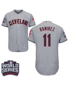 indians #11 Jose Ramirez Grey Flexbase Authentic Collection 2016 World Series Bound Stitched MLB Jersey