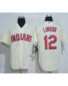 indians #12 Francisco Lindor Cream New Cool Base Stitched MLB Jersey
