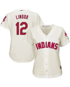 indians #12 Francisco Lindor Cream Women's Alternate Stitched MLB Jersey