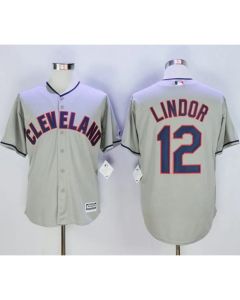 indians #12 Francisco Lindor Grey New Cool Base Stitched MLB Jersey