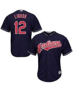 indians #12 Francisco Lindor Navy Blue Alternate Stitched Youth MLB Jersey