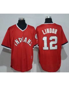 indians #12 Francisco Lindor Red 1978 Turn Back The Clock Stitched MLB Jersey