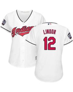 indians #12 Francisco Lindor White 2016 World Series Bound Women's Home Stitched MLB Jersey