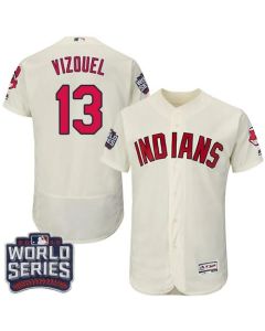 indians #13 Omar Vizquel Cream Flexbase Authentic Collection 2016 World Series Bound Stitched MLB Jersey