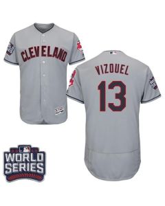 indians #13 Omar Vizquel Grey Flexbase Authentic Collection 2016 World Series Bound Stitched MLB Jersey