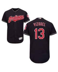 indians #13 Omar Vizquel Navy Blue Flexbase Authentic Collection Stitched MLB Jersey