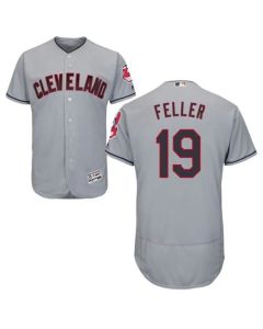indians #19 Bob Feller Grey Flexbase Authentic Collection Stitched MLB Jersey