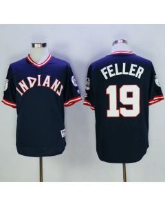 indians #19 Bob Feller Navy Blue 1976 Turn Back The Clock Stitched MLB Jersey
