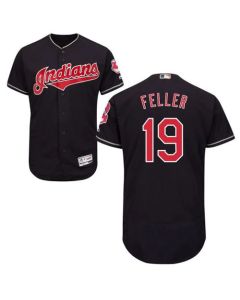 indians #19 Bob Feller Navy Blue Flexbase Authentic Collection Stitched MLB Jersey